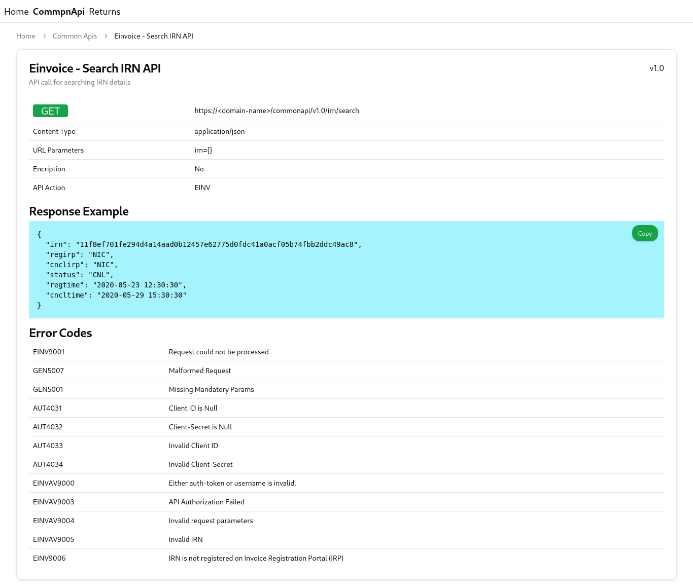 API Detail Page